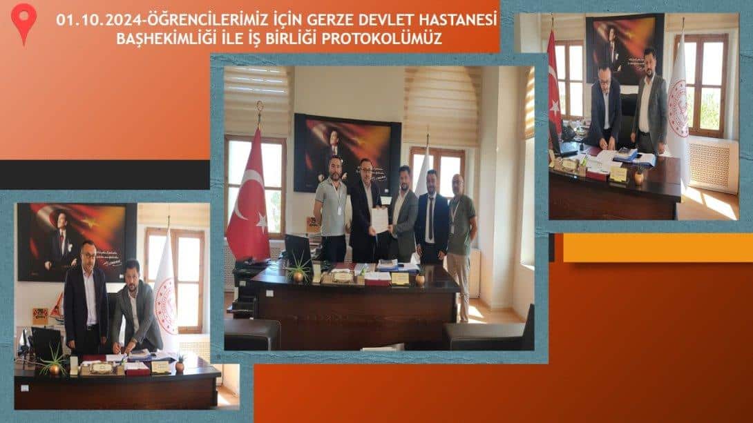 ÇOCUK HASTALARIMIZ İÇİN, GERZE DEVLET HASTANEMİZ İLE MÜDÜRLÜĞÜMÜZ ARASINDA 01.10.2024 TARİHİNDE ''EĞİTİM İŞBİRLİĞİ'' PROTOKOLÜ İMZALANDI.