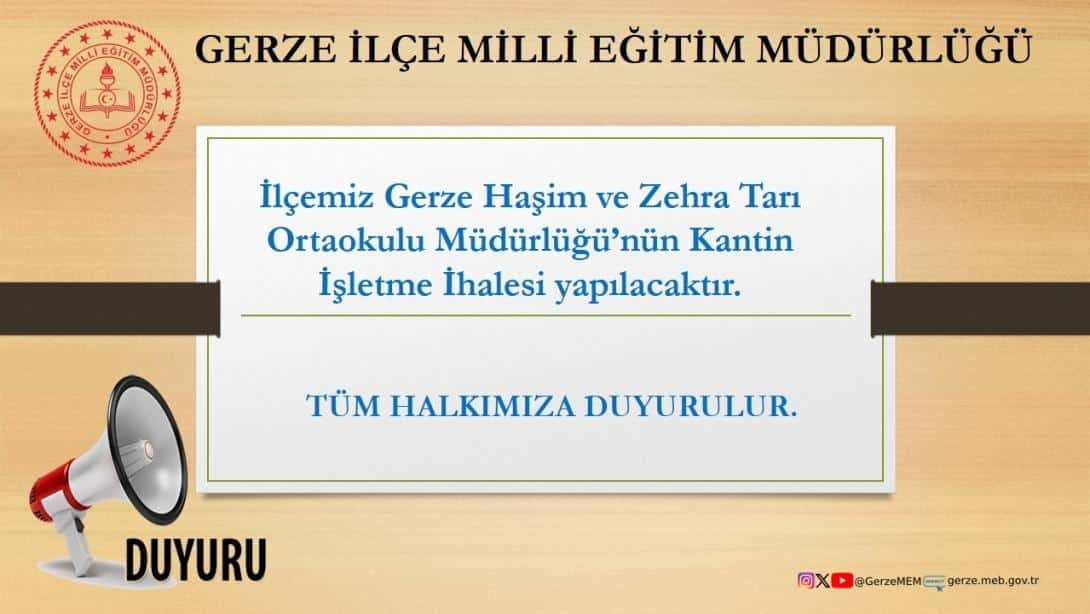 GERZE İLÇE MİLLİ EĞİTİM MÜDÜRLÜĞÜ'NDEN DUYURU....